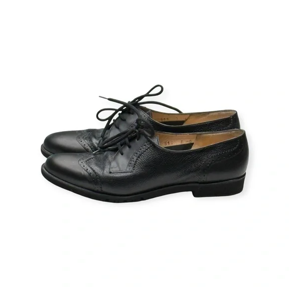 Vintage: Salvatore Ferragamo Boutique ✽ Oxford Wingtip Shoes ✽ Black Leather 7M - Picture 8 of 16